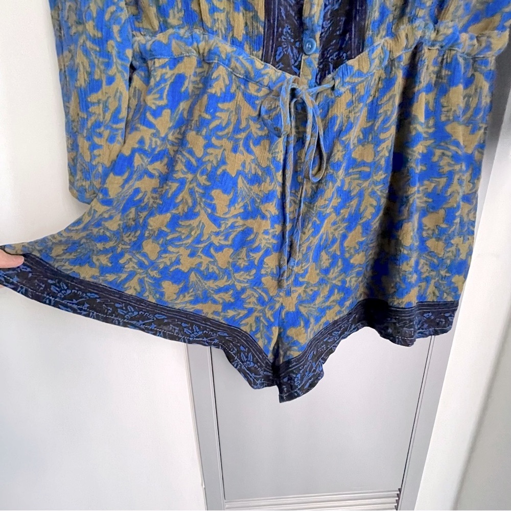 FREE PEOPLE Resort Romper - Blue and Green Patterned - Picture 9 of 15